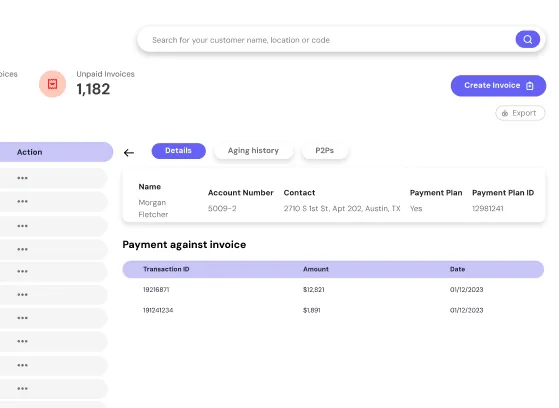 Live cash-application view matching payments to invoices